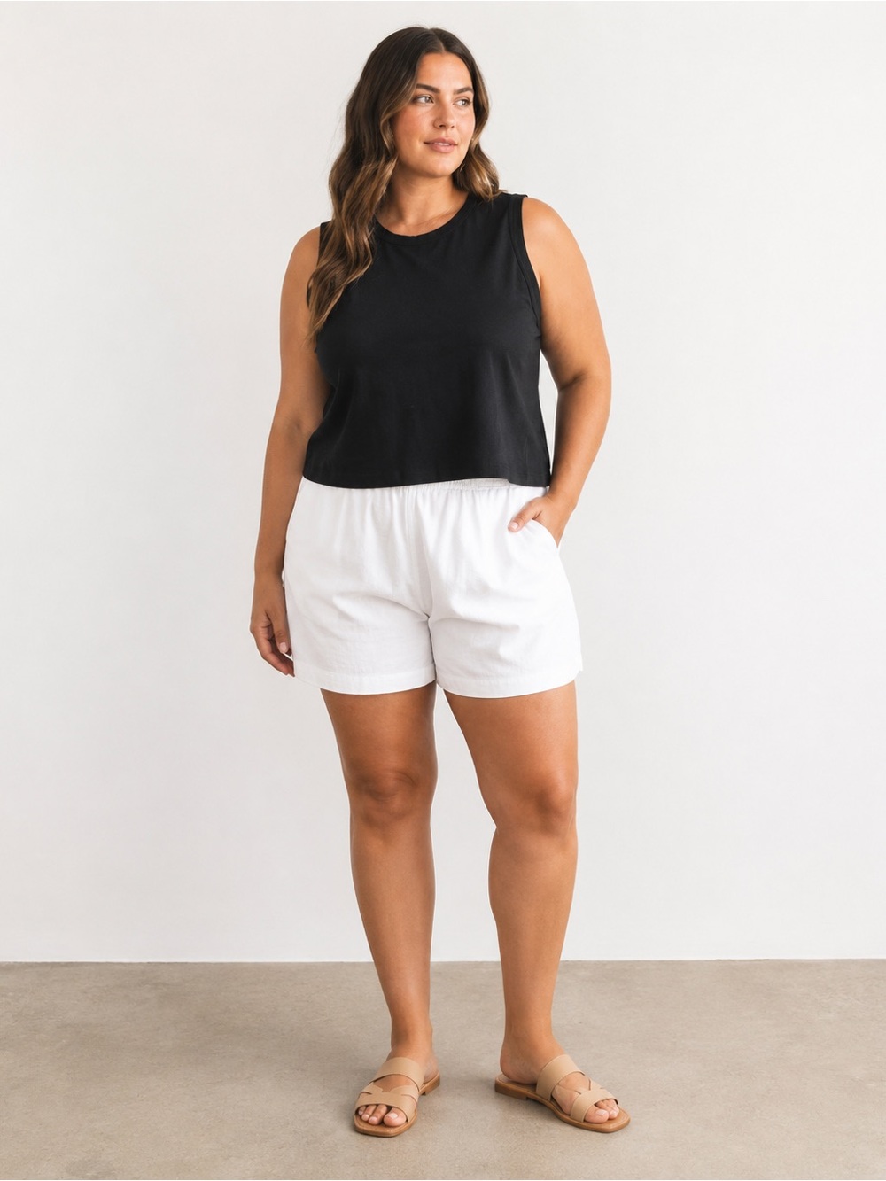 SKIMS Women's Black Onyx Outdoor Basics Crew Neck Tank Top Size 4X